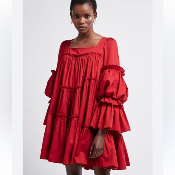 Aje’ L’espririt Ruffle Trim Red Mini Dress 10 - Picture 1 of 9